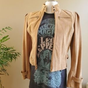 Incredible vintage 80's Berman's suede tan moto jacket. Read size.